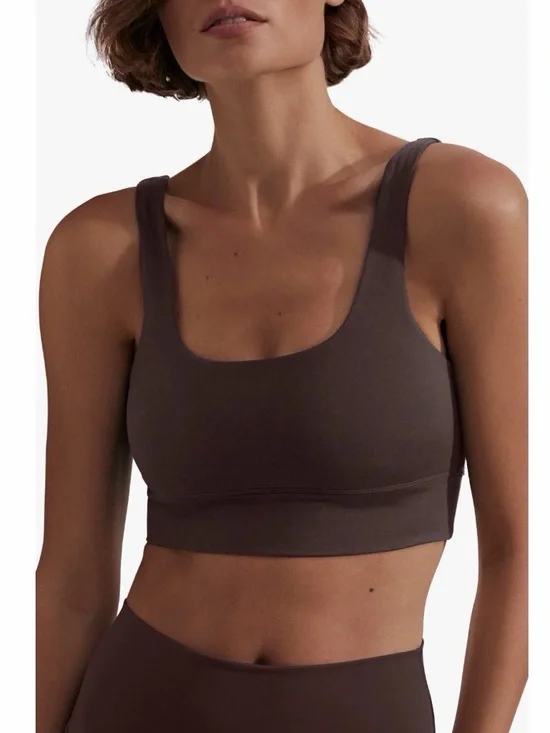 Varley Dark Chocolate Coffee Bean Scoop Neck FreeSoft Cori Bra Sports Bra S $73 - Picture 7 of 11